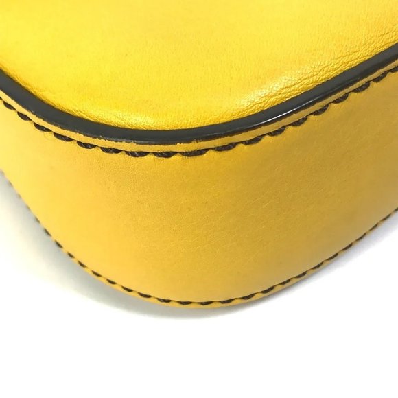 AUTHENTIC FENDI FF Mamma Baguette Bag 2WAY Hand Bag Leather yellow - Picture 10 of 15